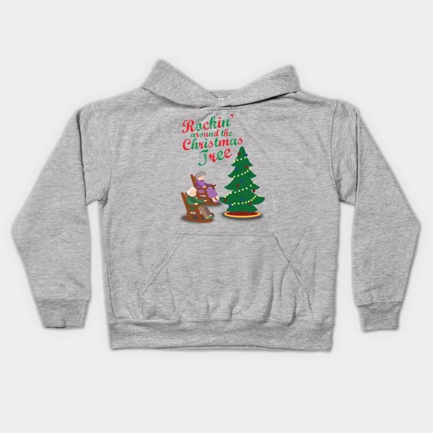 Rocking Around the Christmas Tree Chair Kids Hoodie by FalconArt